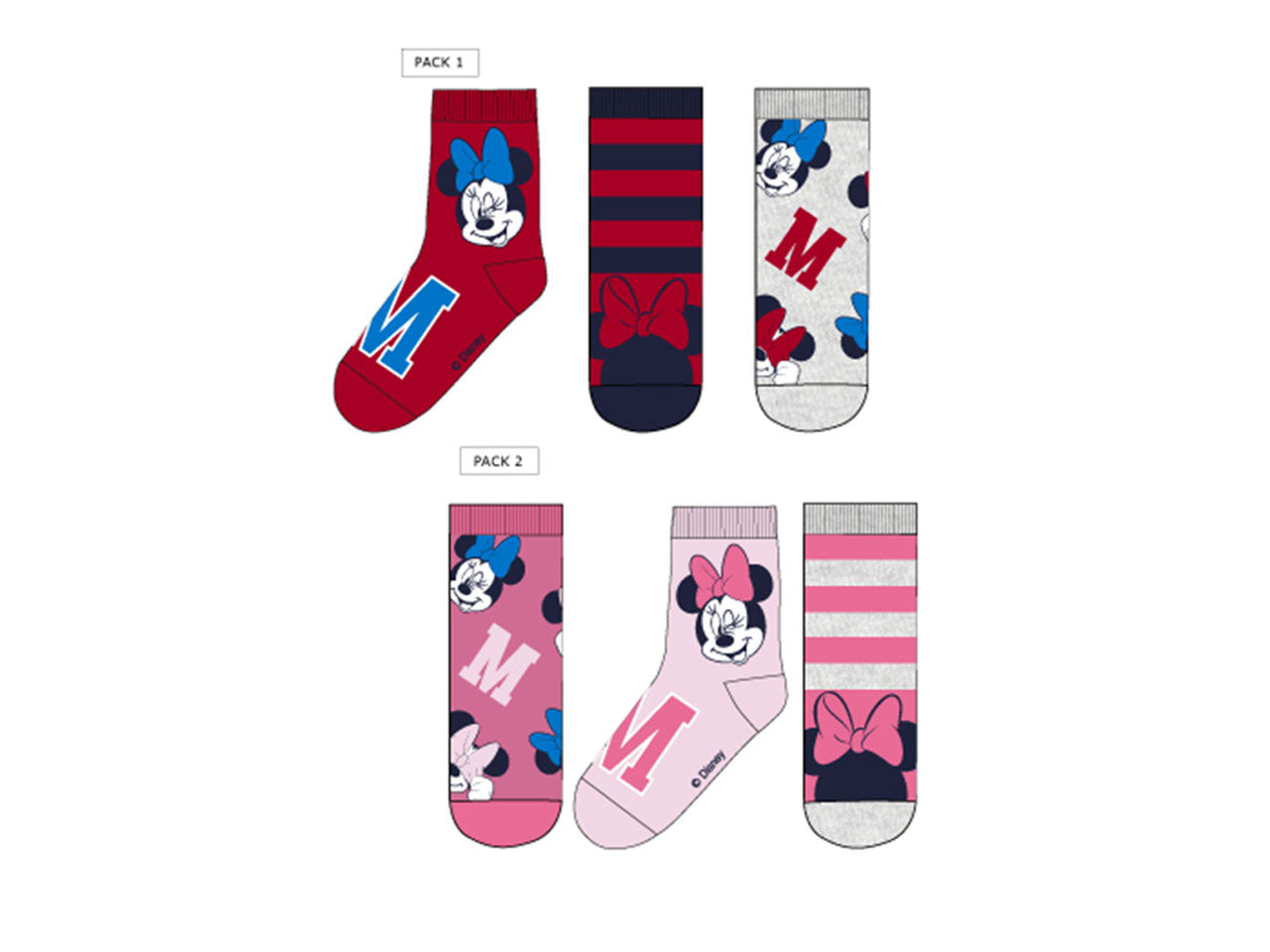 Minnie calzini 3 paia taglie dal 23 al 34