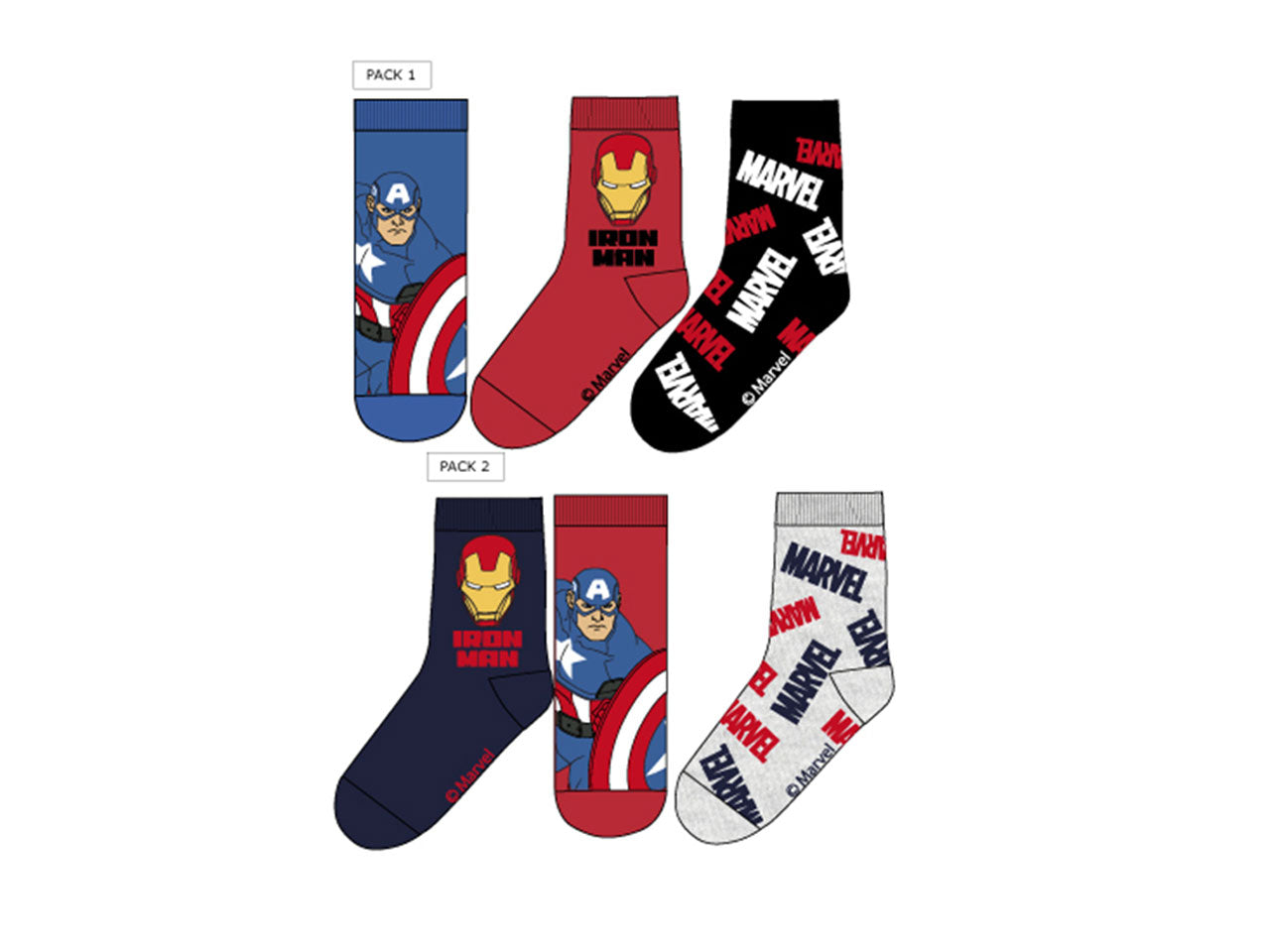 Avengers calzini 3 paia taglie dal 23 al 34