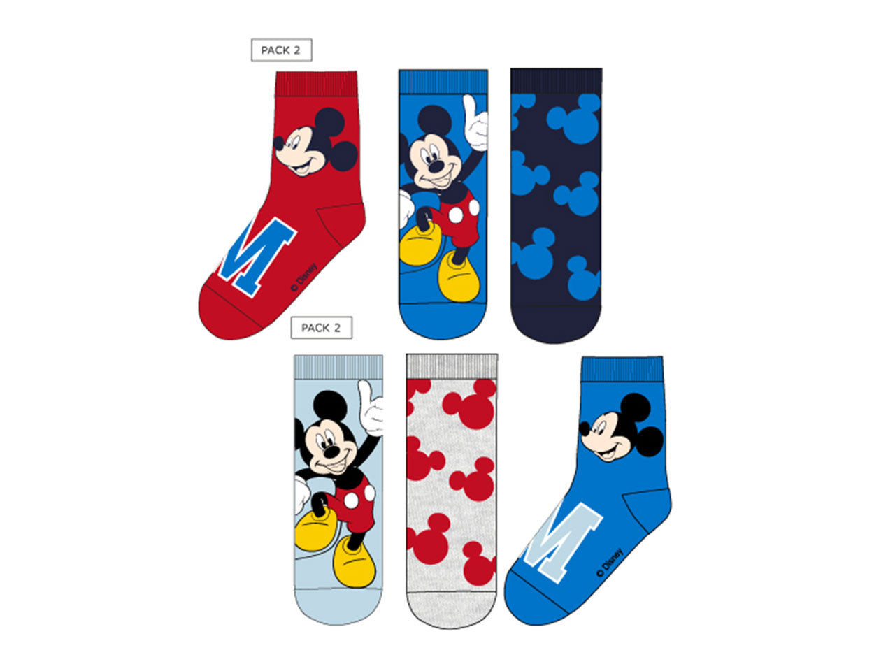 Mickey calzini 3 paia taglie dal 23 al 34