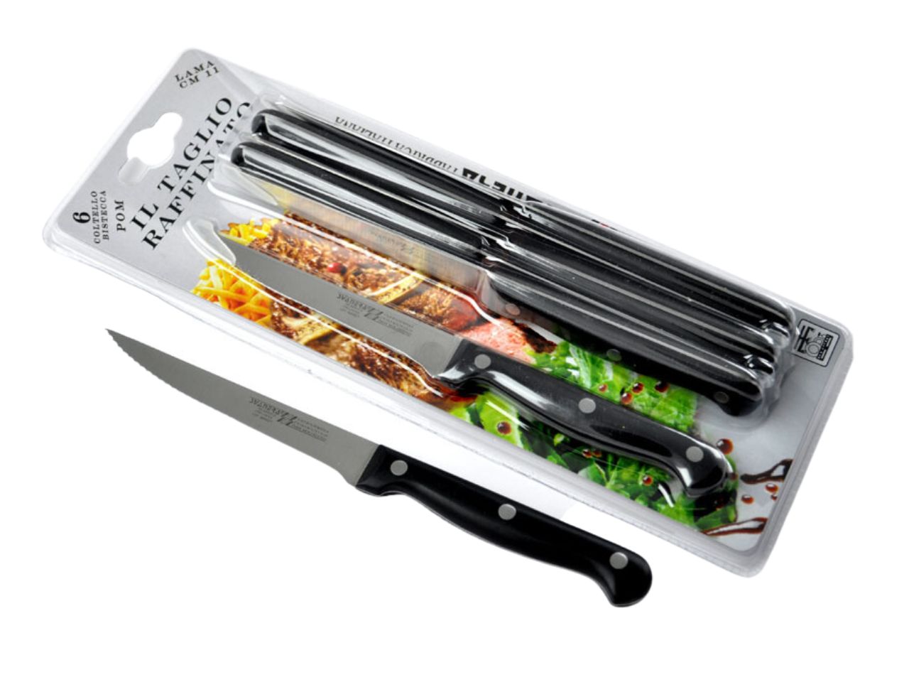 Coltello da bistecca linea jo 6colore nero misura lama 1.3mmx11cm