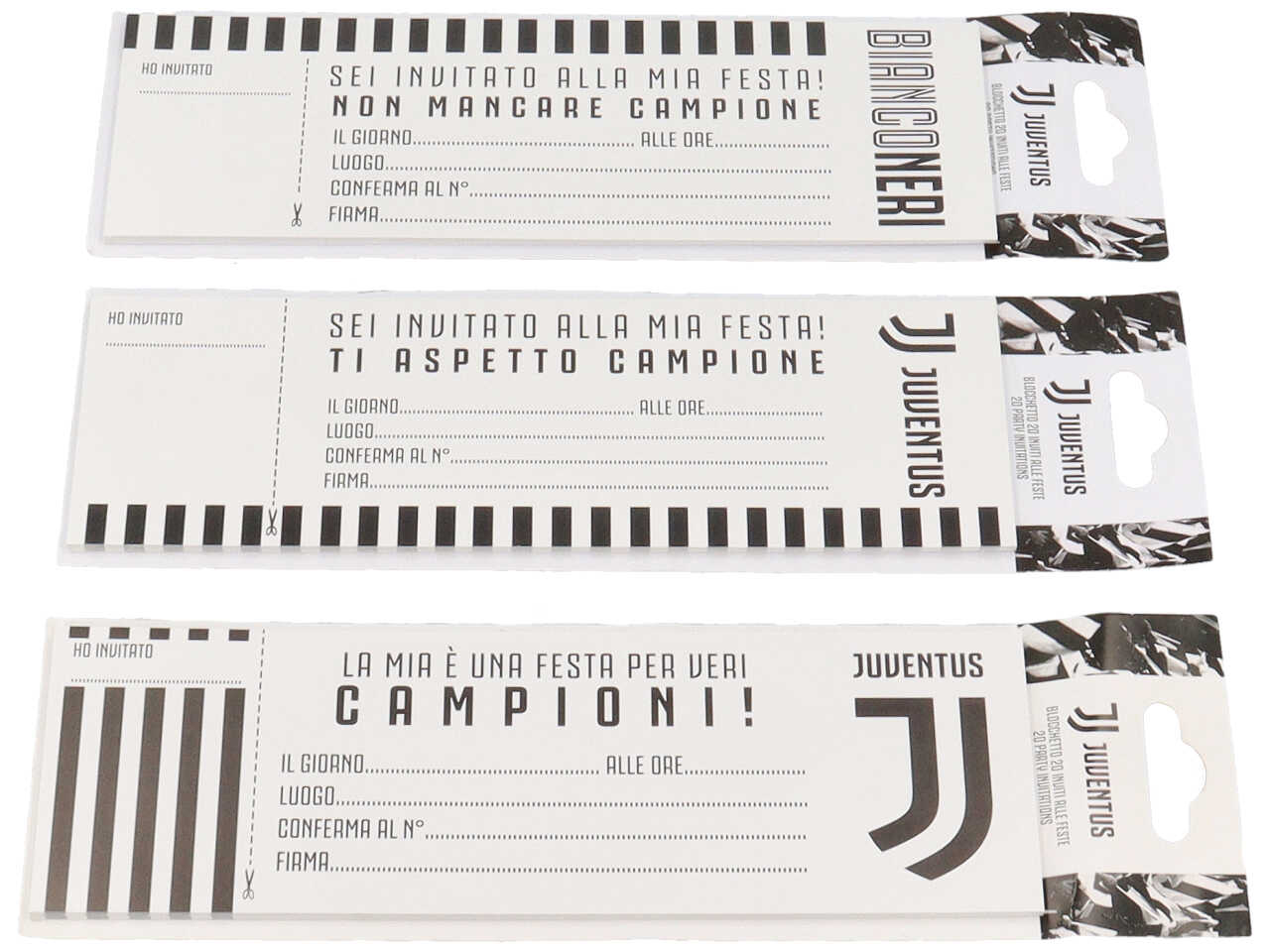 Inviti festa juventus linea greeting carnet da 20 inviti colore bianco misura 7,5x23cm