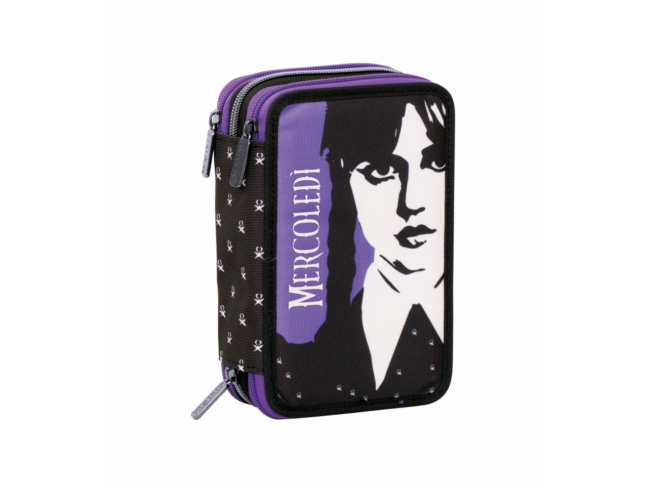 Astuccio a tre scomparti Mercoledì con 44 accessori, 12,5x19,7x7 cm - Seven