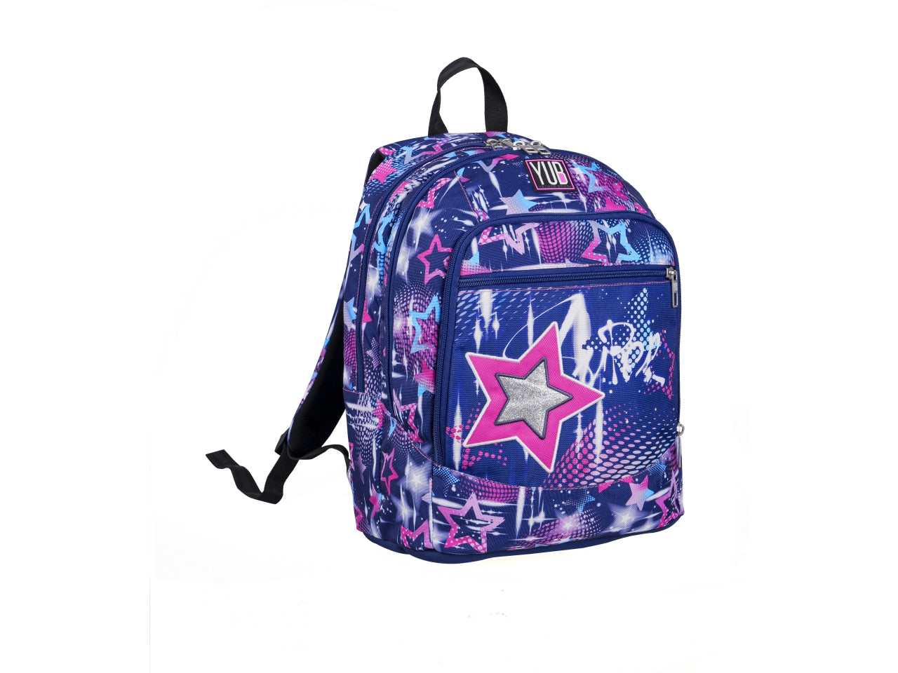 Zaino scuola Yub Advanced Magic Word con doppio scomparto, tasca laterale porta borraccia, assortiti 32x43x21 cm - Seven