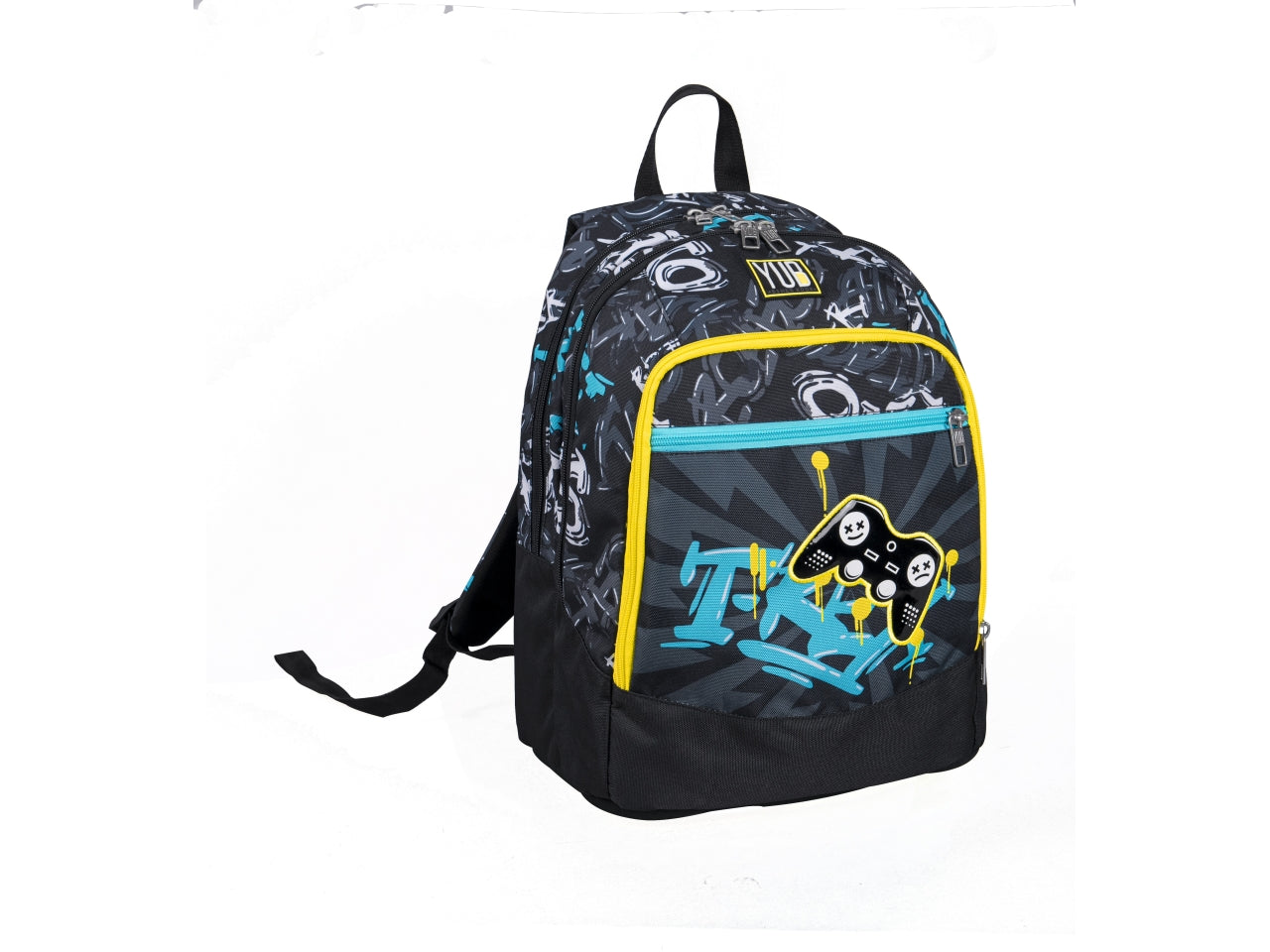 Zaino scuola Yub Advanced Street Doodles, doppio scomparto, schienale preformato e tasca laterale porta borracia, assortiti 32x43x21 cm - Seven$