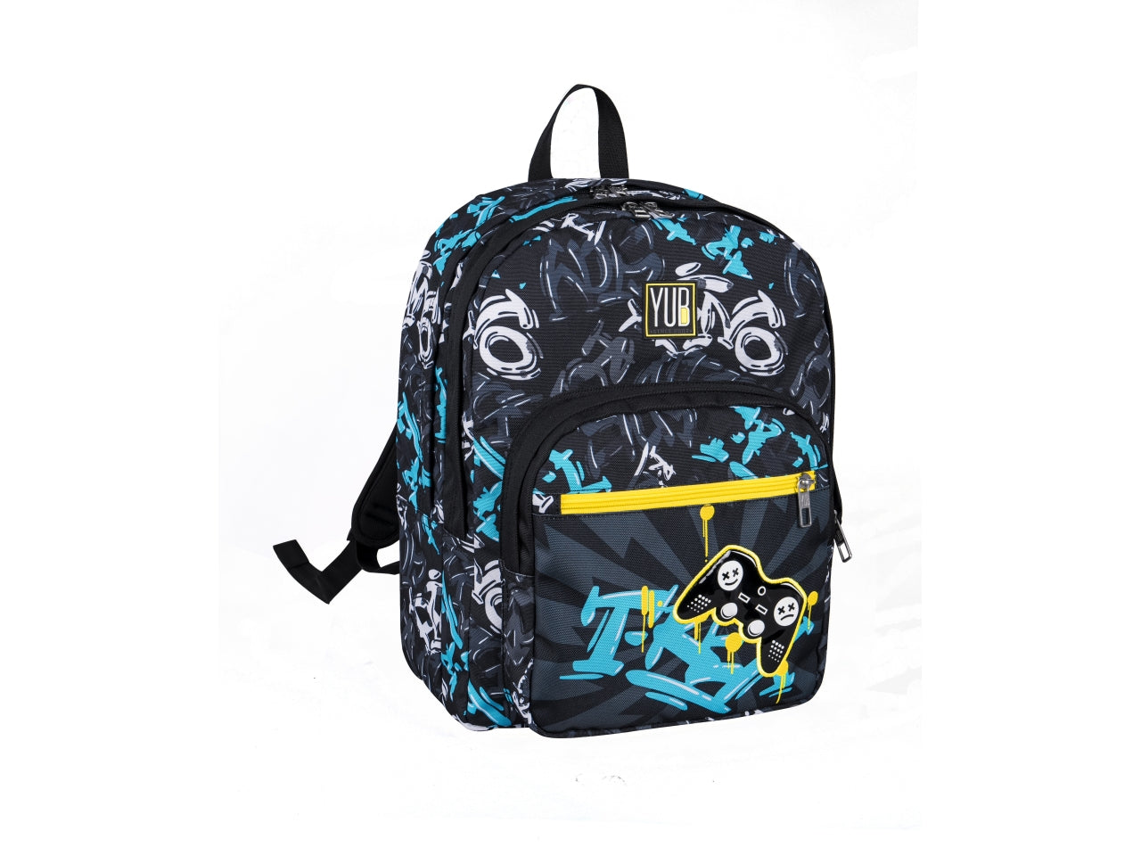 Zaino scuola Yub Street Doodles doppio scomparto e tasca laterale porta borraccia, assortiti 28 lt - Seven$