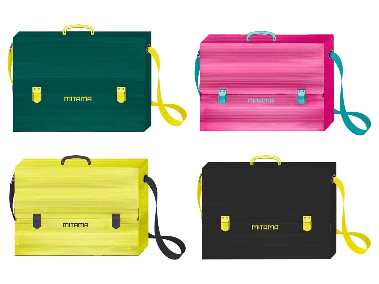 Cartellina polionda porta disegni Mitama 38x27x8 cm assortiti con tracolla e adesivi