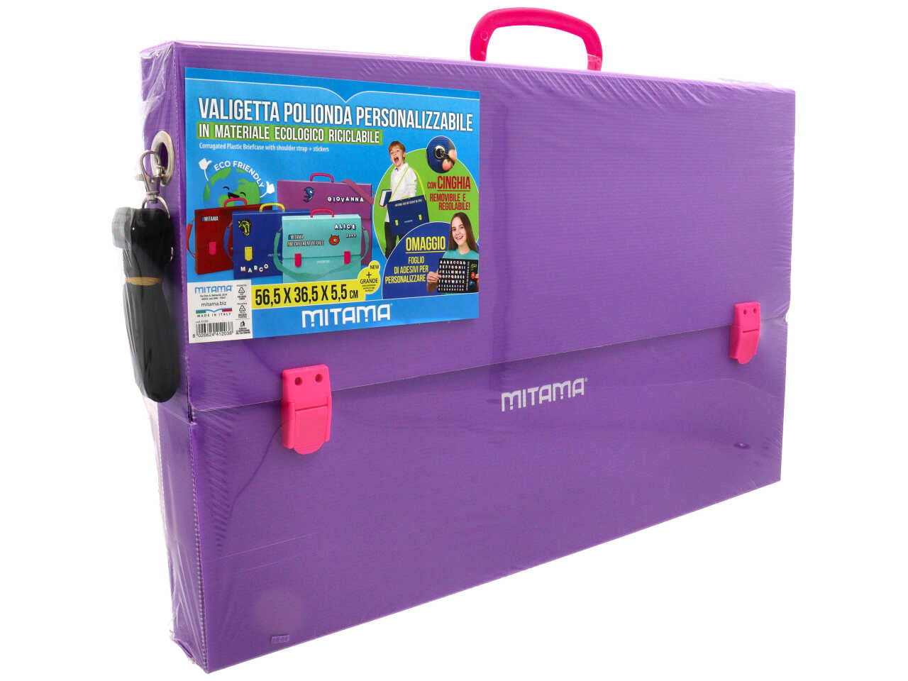 Cartellina polionda porta disegni Mitama 56,5x36,5x5,5 cm assortiti con tracolla e adesivi