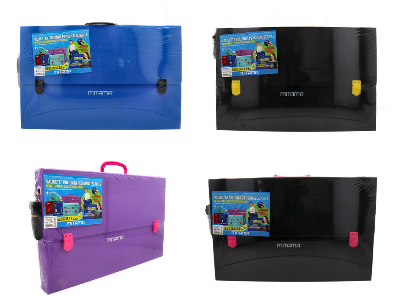 Cartellina polionda porta disegni Mitama 56,5x36,5x5,5 cm assortiti con tracolla e adesivi