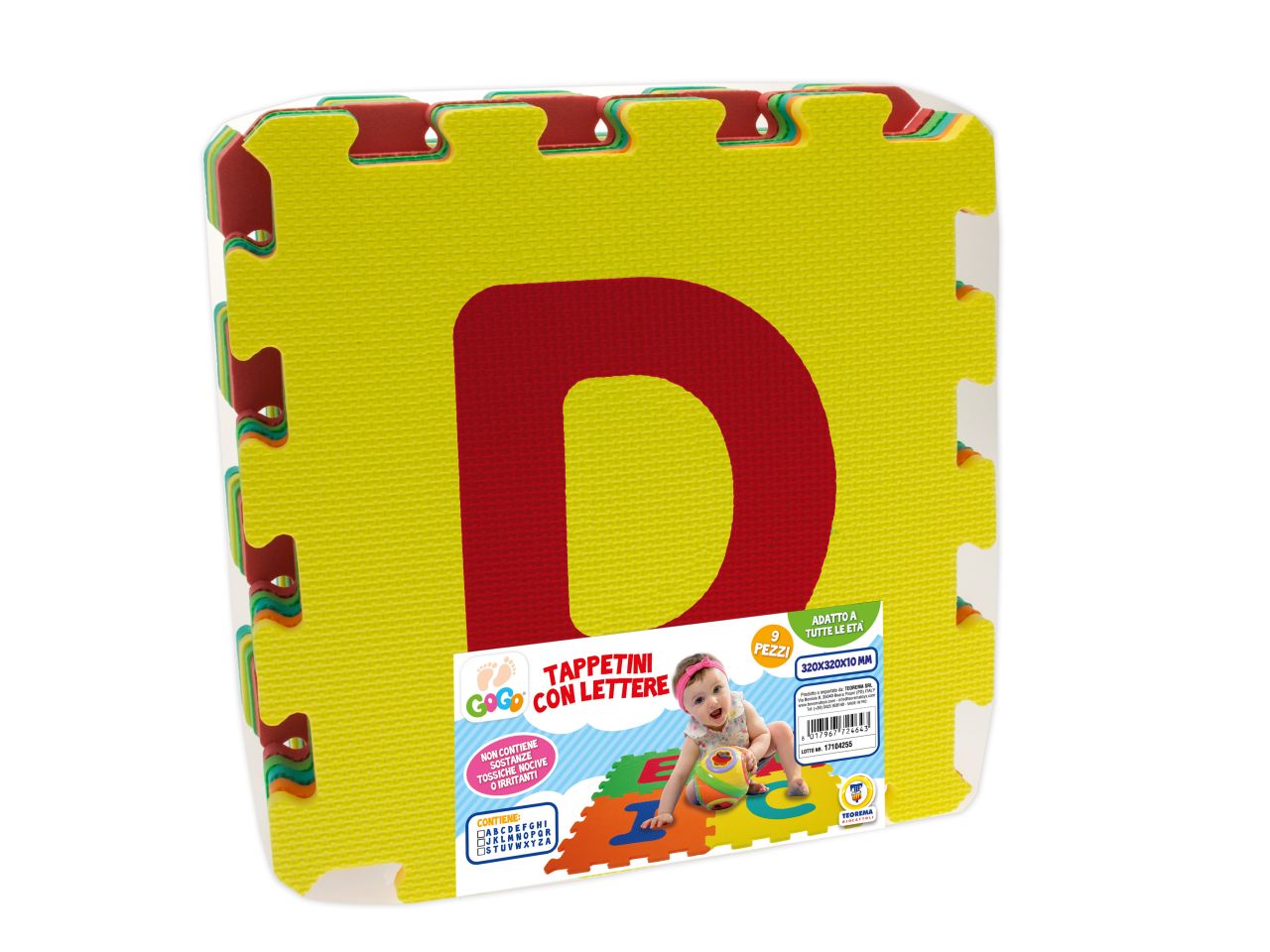 Gogo tappetini puzzle lettere 32x32x10cm confezione contiene 9 pezzi