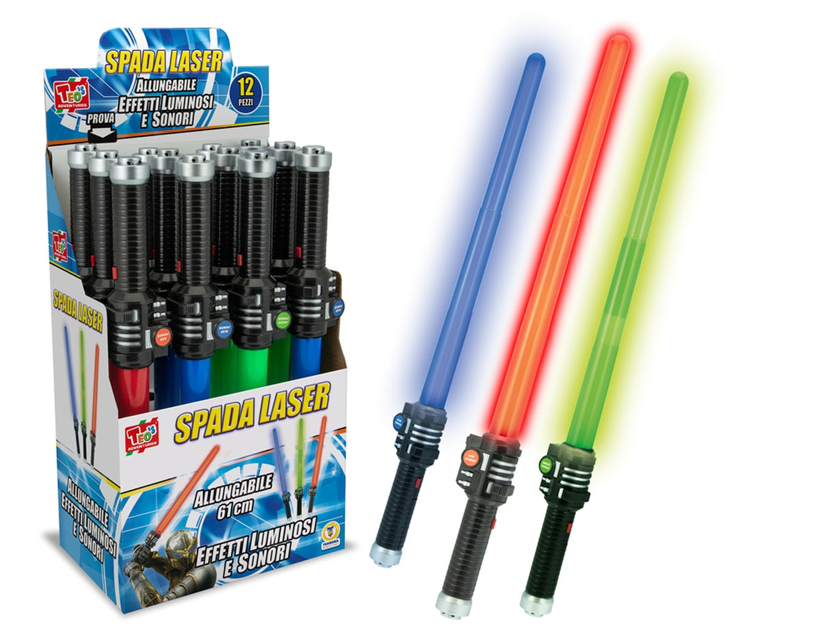 Spada laser allungabile in 3 colori assortiti ortiti