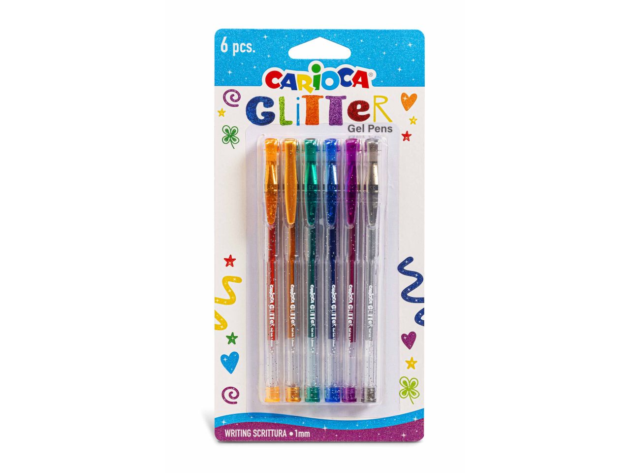Carioca penne glitter gel - la confezione comprende 6 pezzi