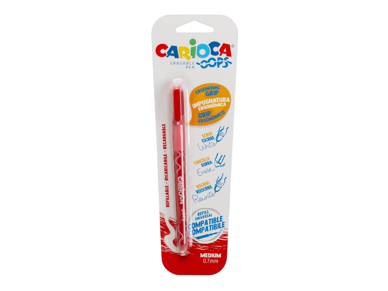 Carioca oops penna cancellabile e ricaricabile rossa