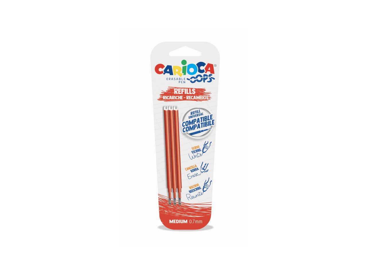 Carioca oops refill rossa - la confezione contiene 3 refill