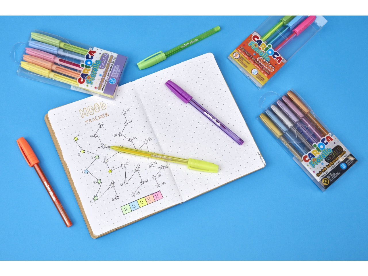 Penne colorate Fiorella metallic in gel, blister da 6 penne - Carioca