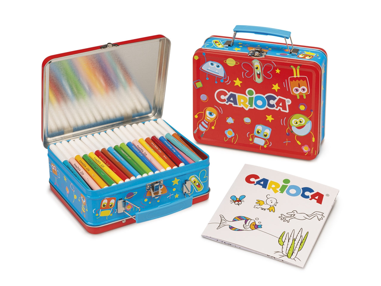 Carioca valigetta metallo set da 100 pennarelli + album
