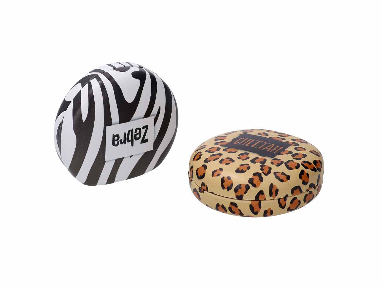 Scatola in ecopelle con specchio decoro animali 2 assortimenti cm7,6x7,1h3,1