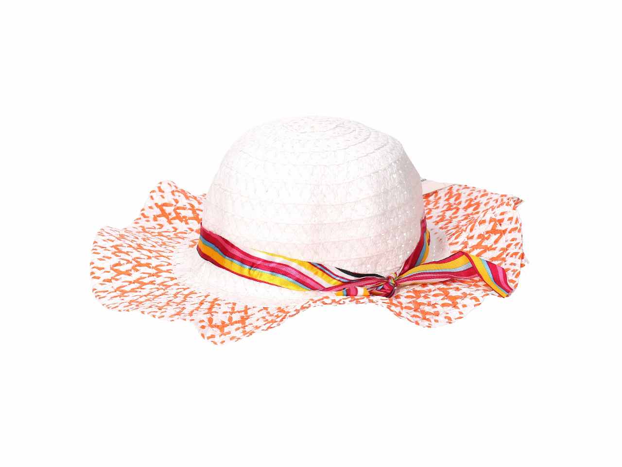 Cappello per bimba d.50x52cm con fiocco a righe in 5 colori assortiti