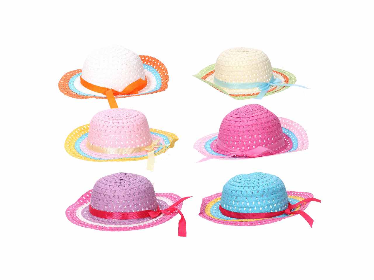 Cappello per bimba d.50x52cm multicolor in 6 colori assortiti
