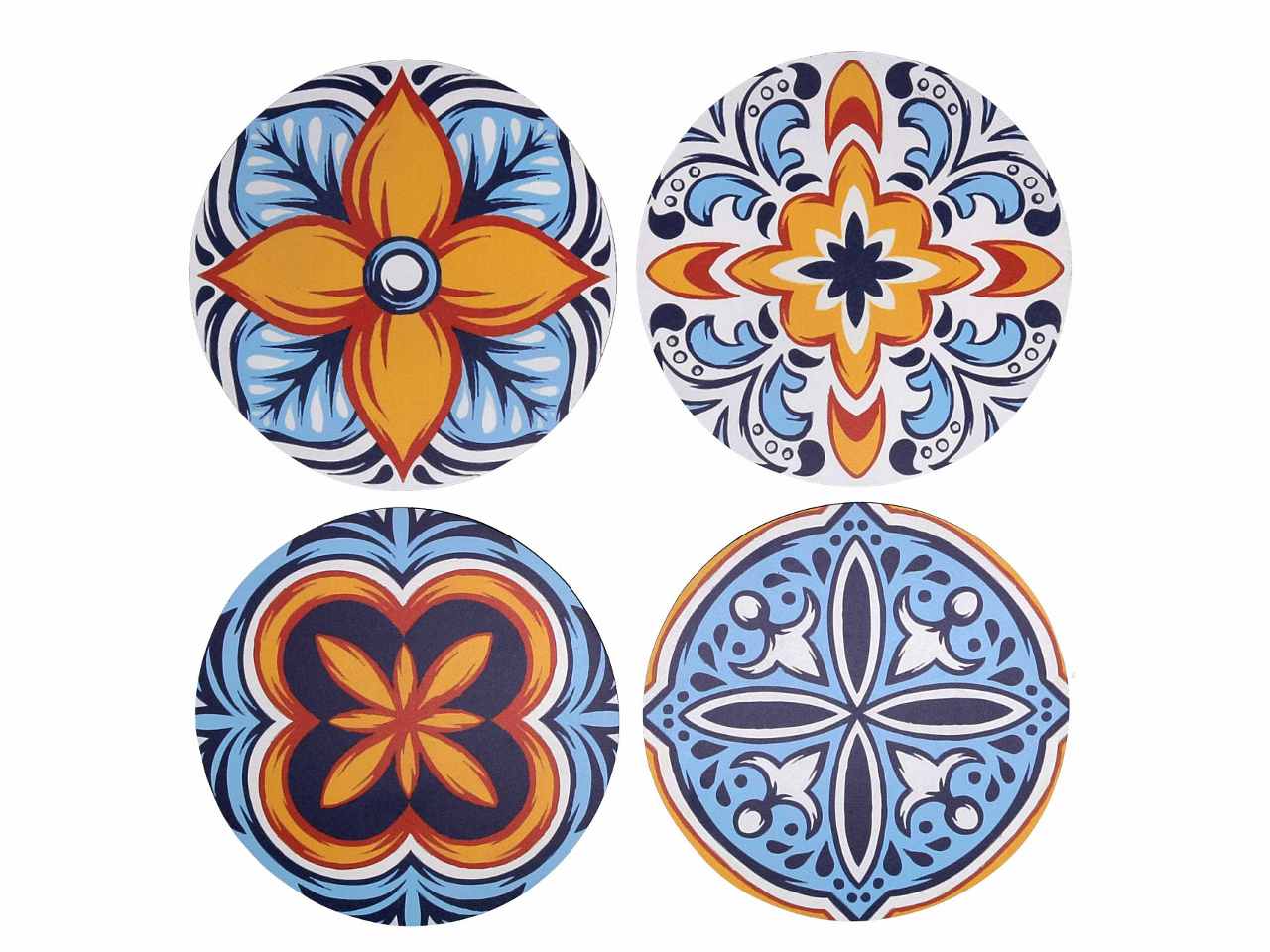 Mattonella in legno in confezione da 4 pezzi assortiti colore azzurro forma rotonda d.20x0,5cm