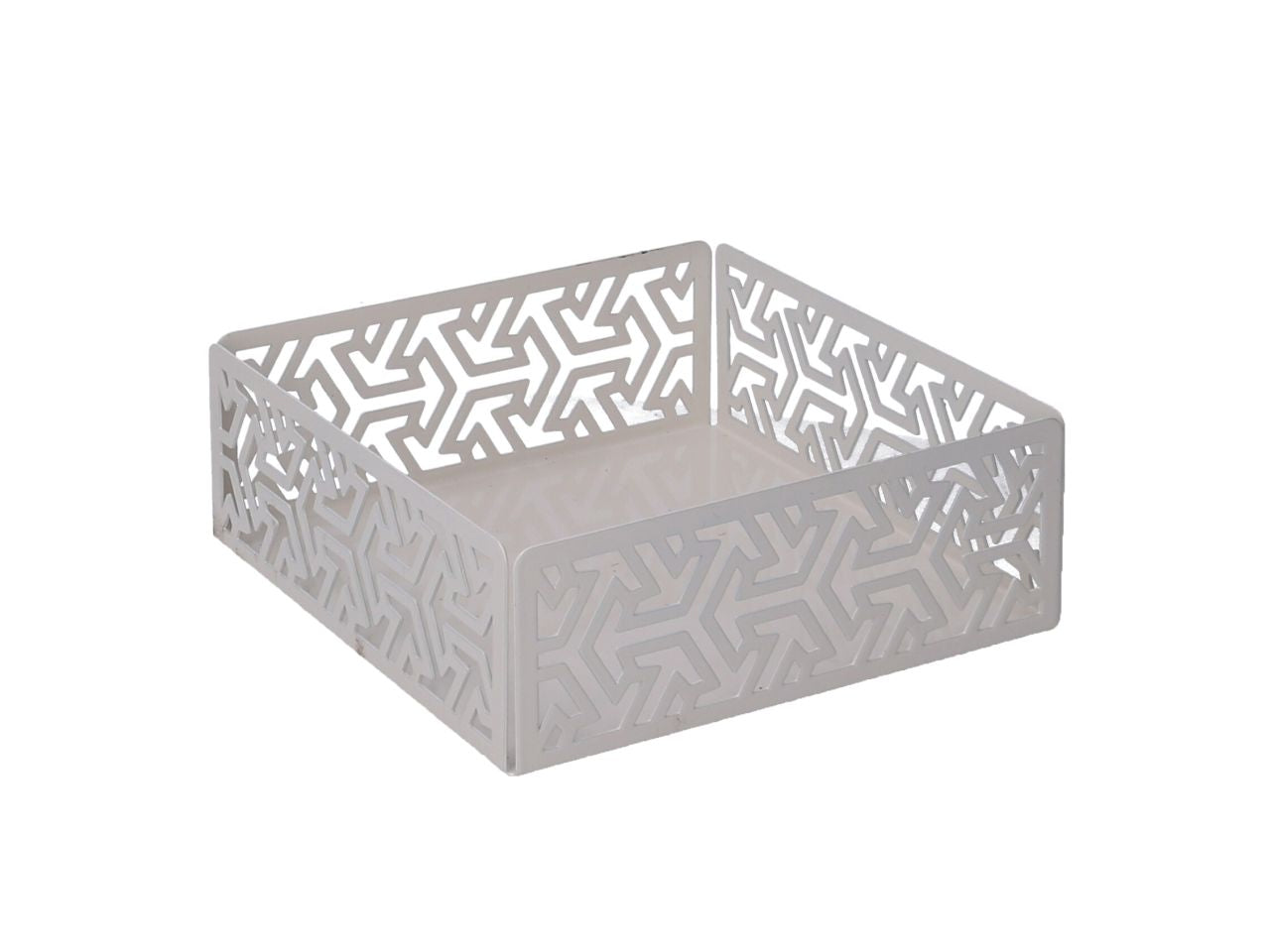 Portatovaglioli metallo frecce bianco qu adrato cm16,5x16,5x5,5