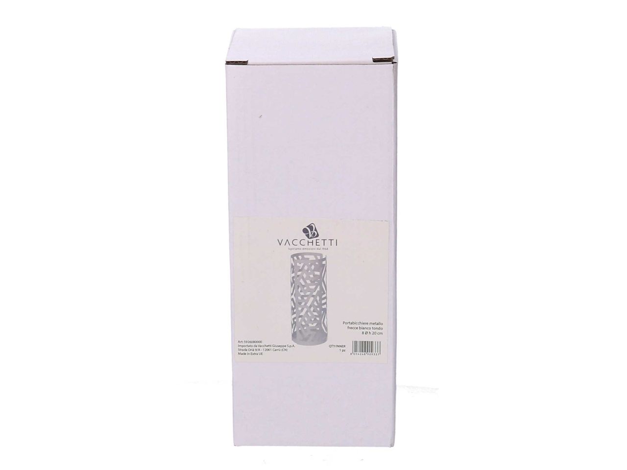 Portabicchiere in metallo frecce colore bianco tondo d.8h20cm