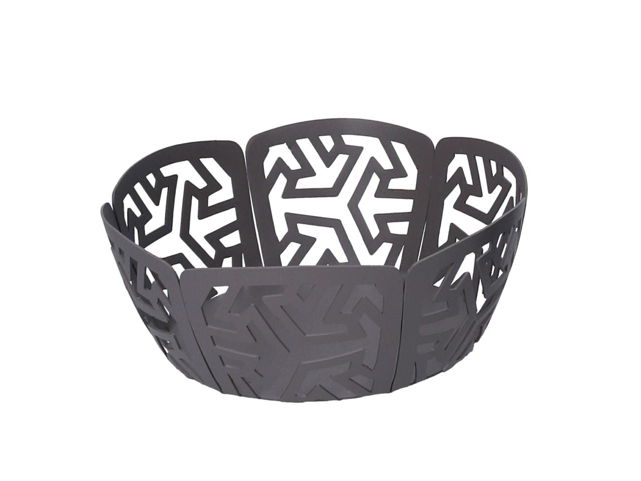 Cestina in metallo frecce grigio tondo d.20h7cm