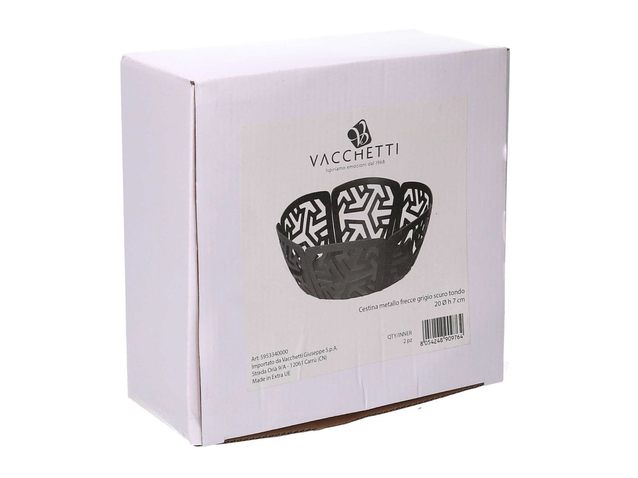 Cestina in metallo frecce grigio tondo d.20h7cm