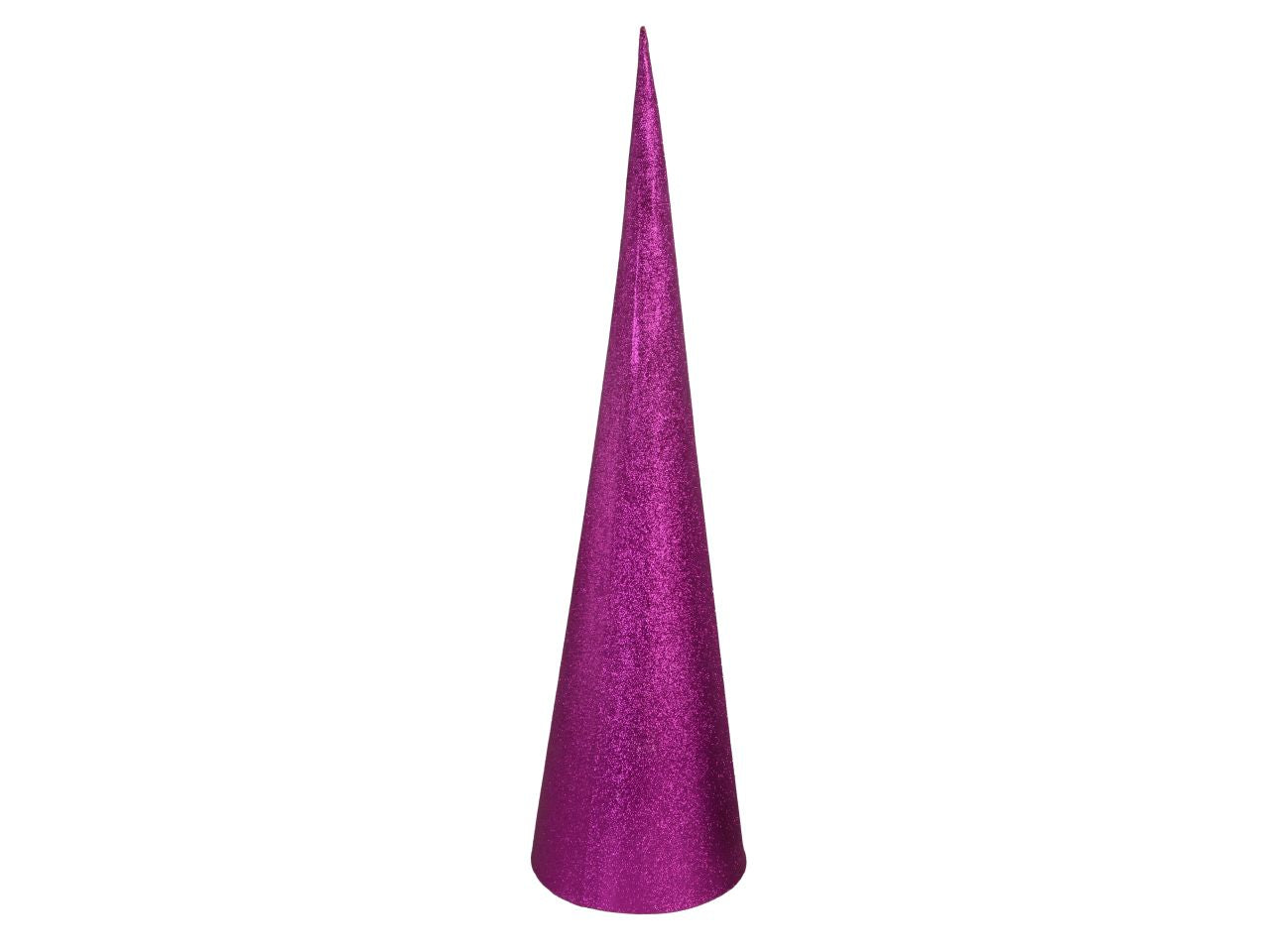 Albero di natale a forma di cono con glitter grande colore fucsia misura d.25xh105cm