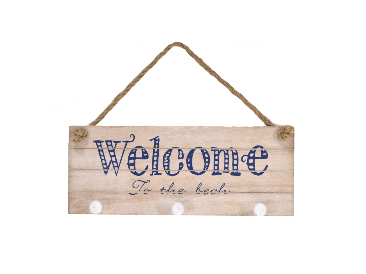 Attaccapanni da muro in legno beige con 3 ganci stile marinaro - 33x13x4 cm - Vacchetti