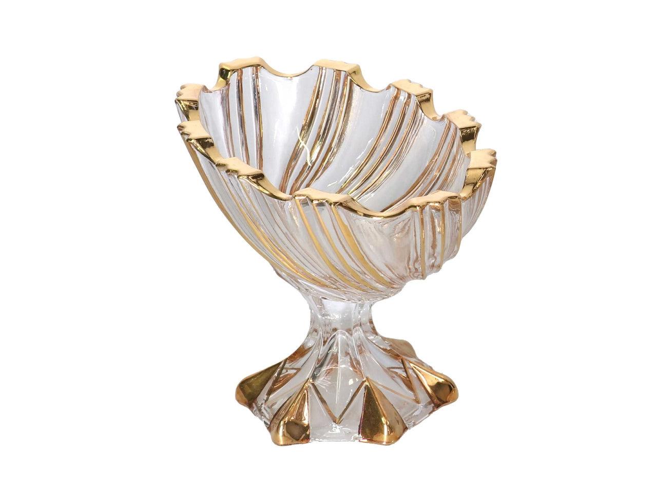Alzata portafrutta in vetro trasparente e dorato 24x12x15 cm â Vacchetti