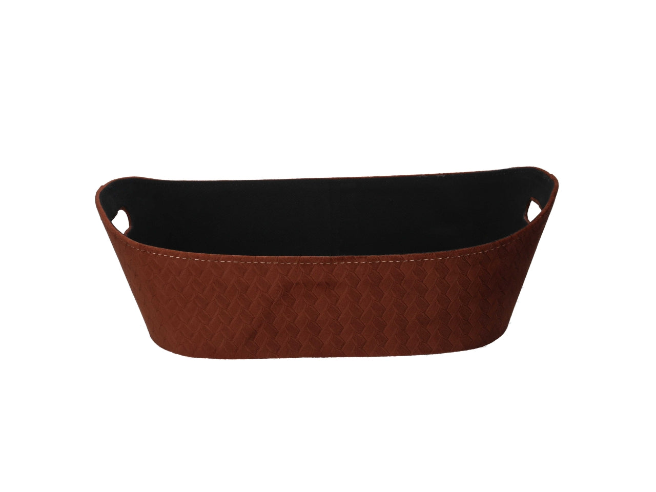 Cesta in velluto marrone effetto intrecciato 45x30x14 cm - Vacchetti