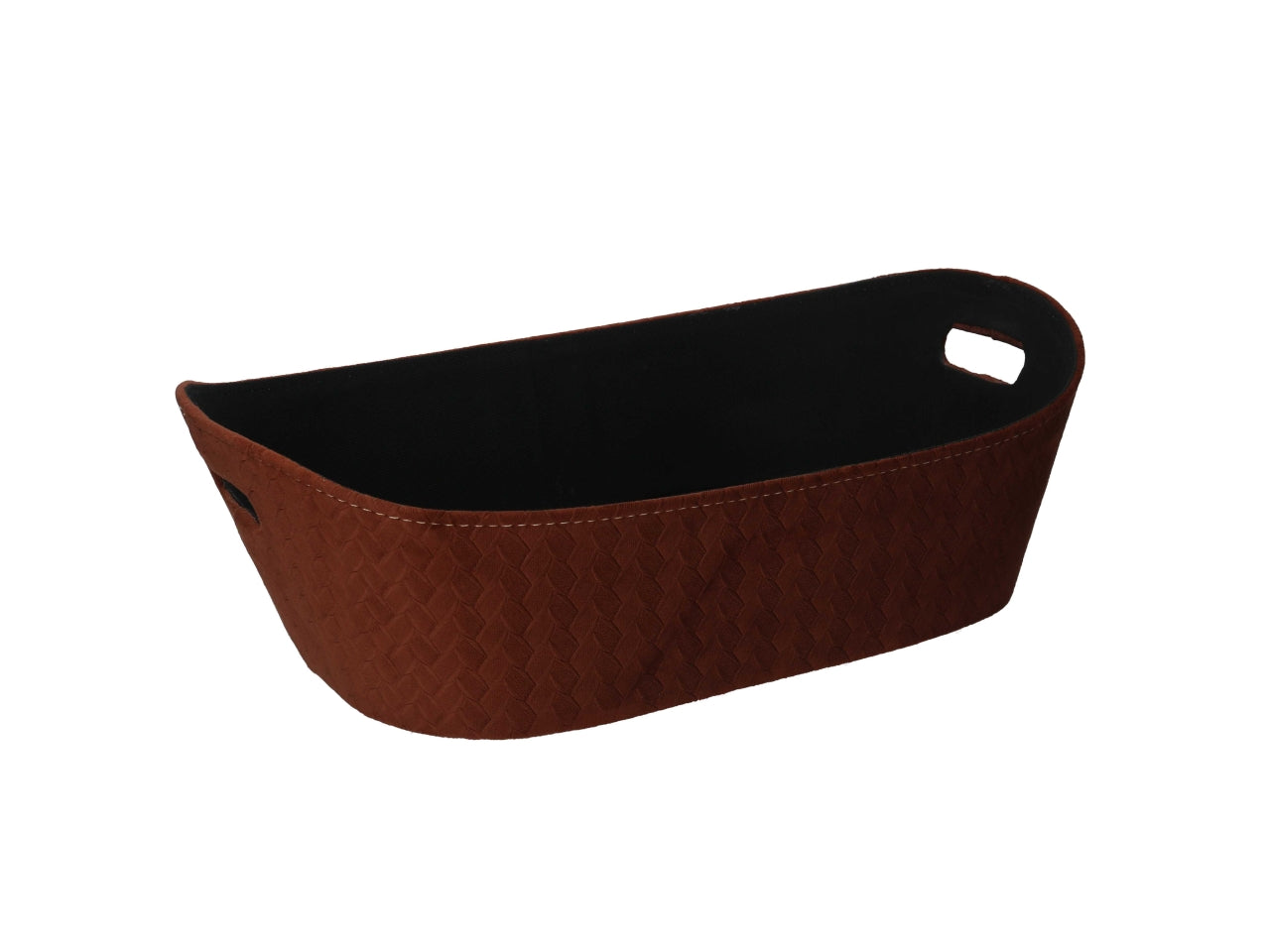 Cesta in velluto marrone effetto intrecciato 45x30x14 cm - Vacchetti