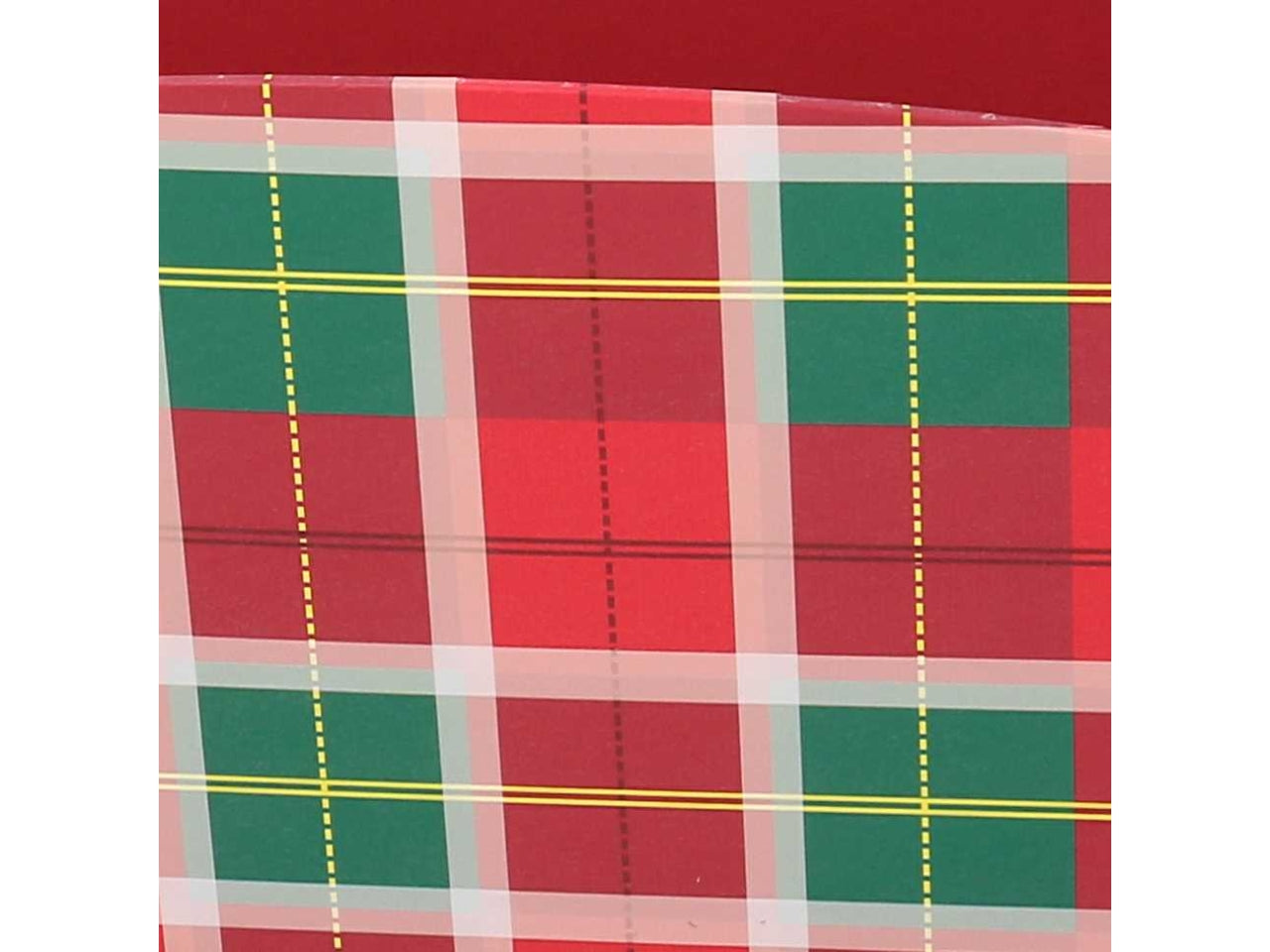 Cesta natalizia in cartone rosso tartan 31,5x22x15 cm - Vacchetti