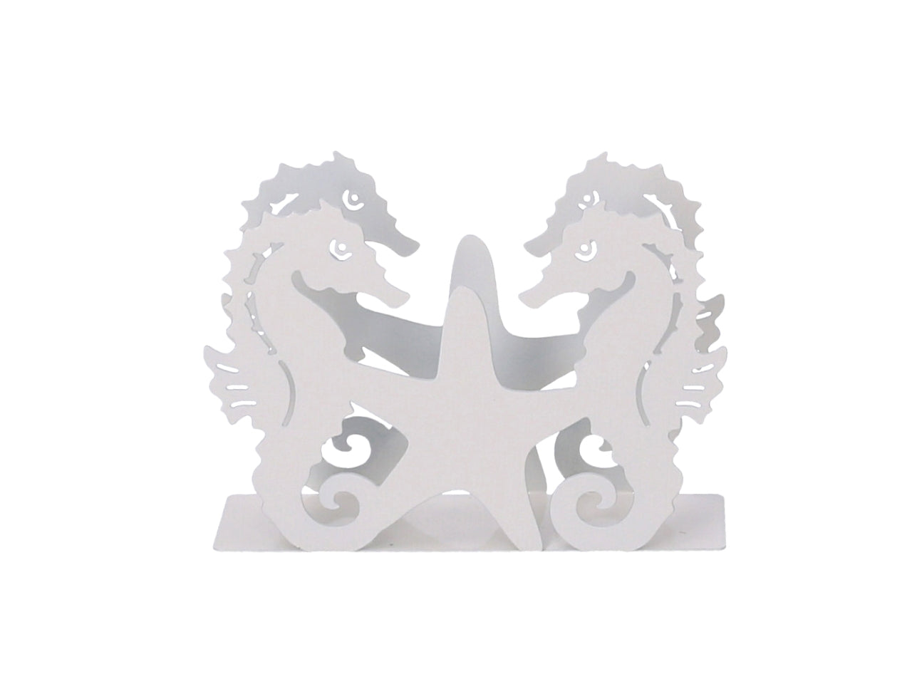 Portatovaglioli metallo cavalluccio bianco rettangolare 14,5x4xh.10,5cm