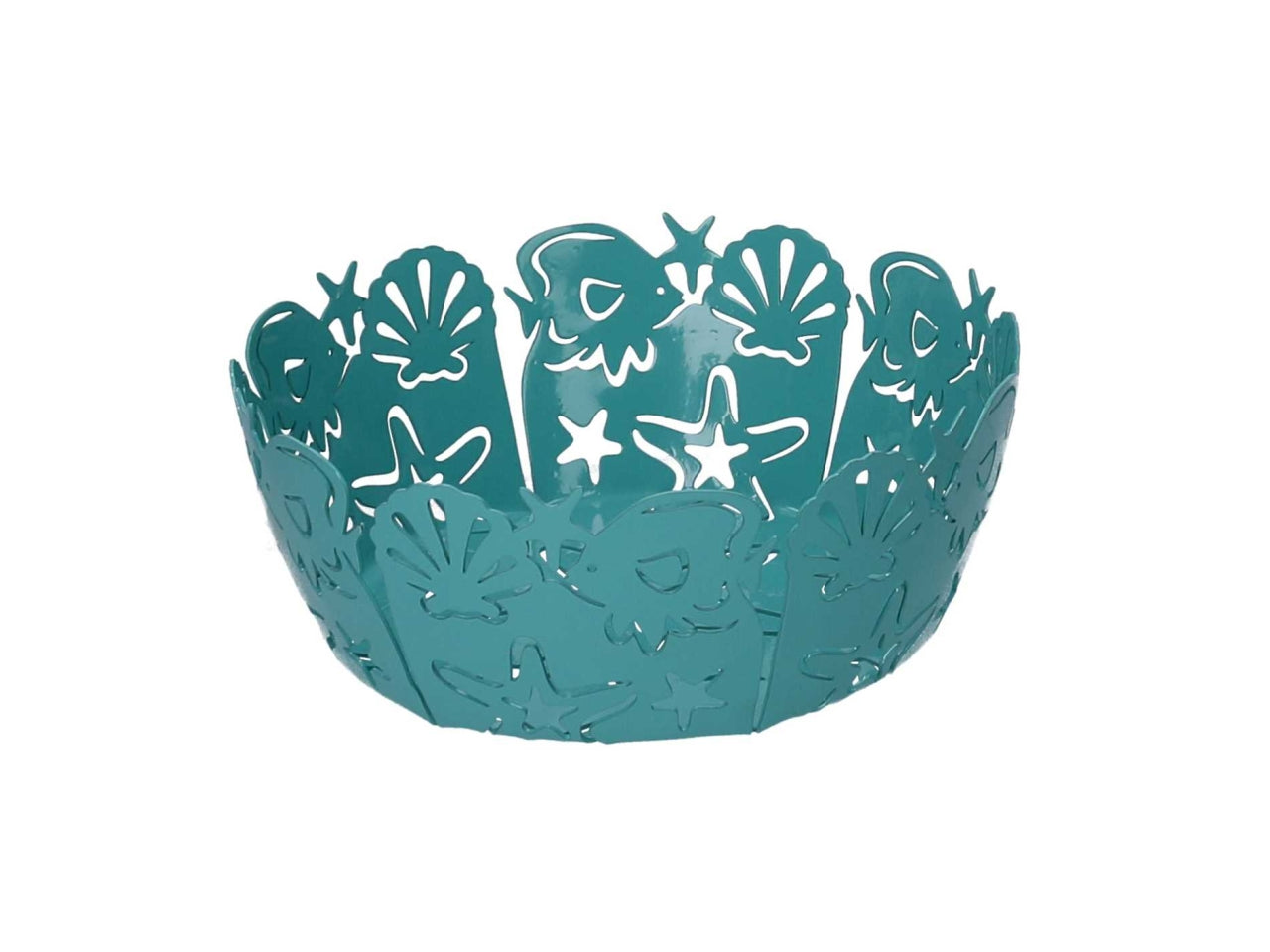 Cestino metallo cavalluccio verde acqua tondo d.20xh.7cm