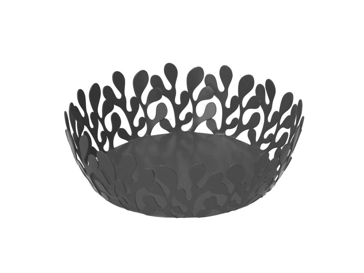 Cestino metallo grigio tondo 19,5xh.6,5cm