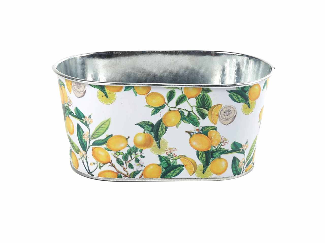 Secchiello ovale con decorazione limoni 22,5x13,5xh.11.3cm