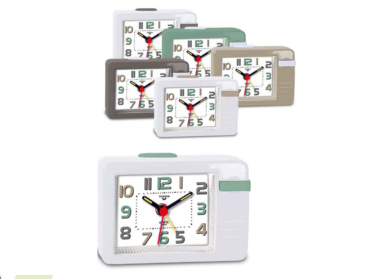 Sveglia mini al quarzo con sweep e luce in abs disponibile in 5 colori 8x7,5x3 cm - Virtime
