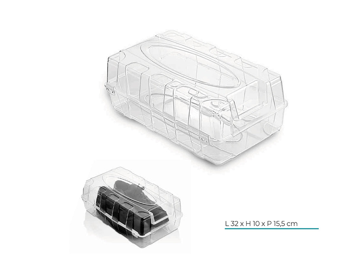 Scatola porta scarpe uomo in plastica trasparente 15,5x32x10cm