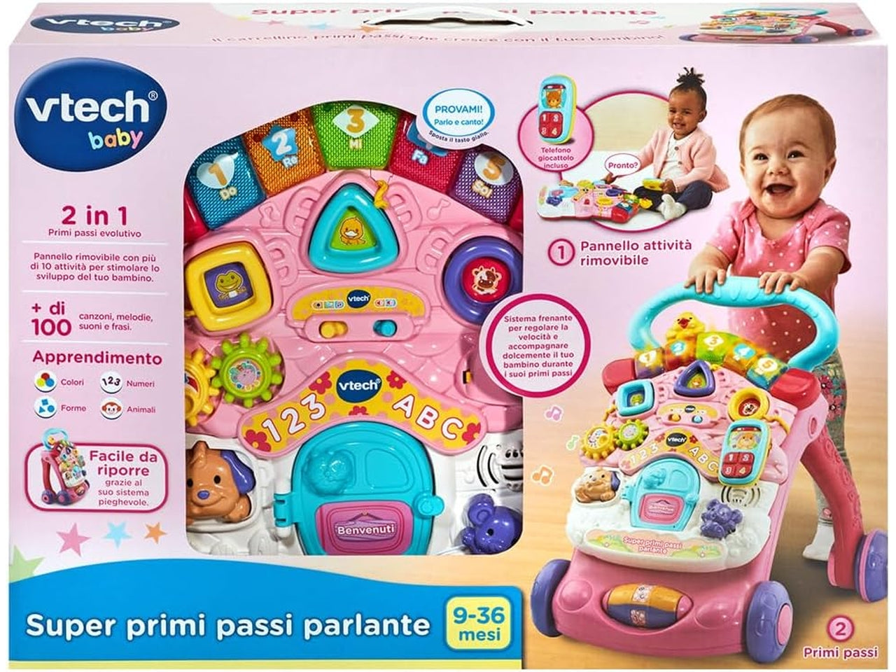 Vtech baby super primi passi parlante 2 in 1 rosa