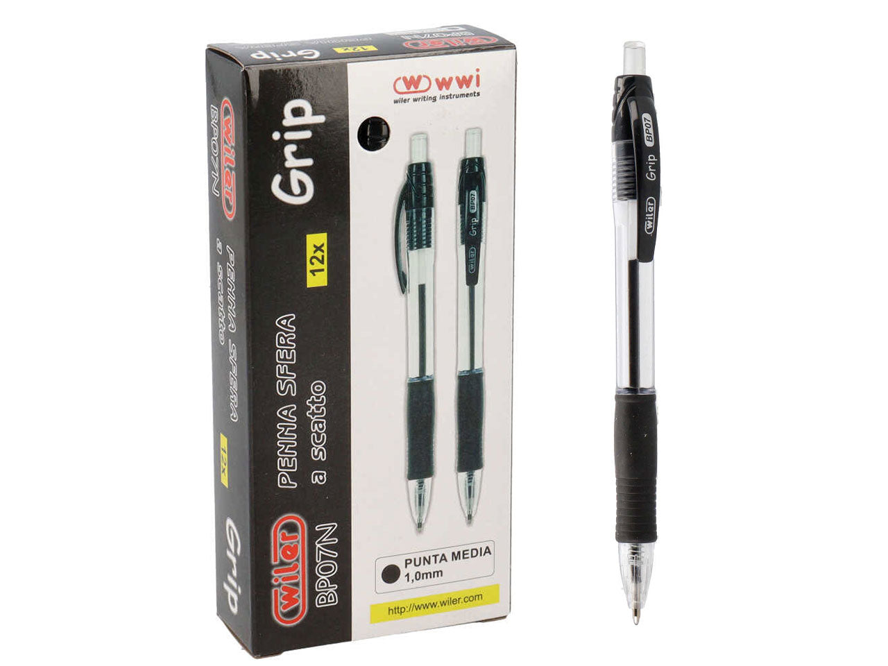 Penna a sfera scatto grip 12 pezzi