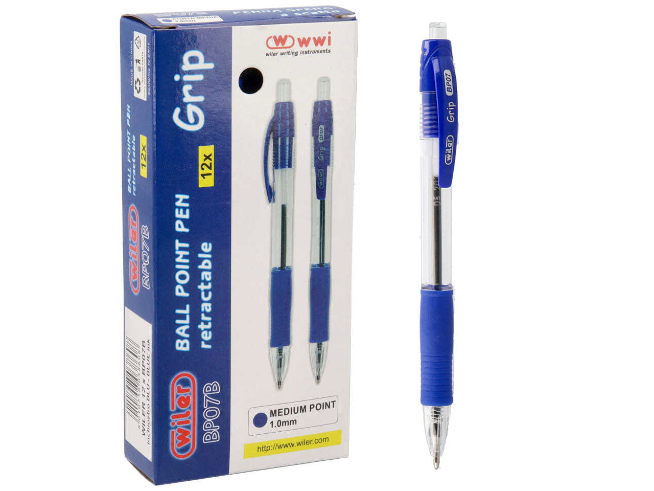 Penna a sfera scatto grip 12 pezzi