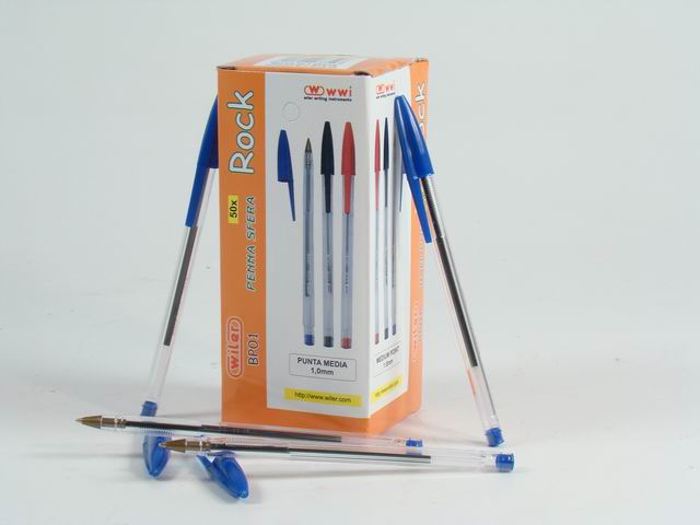Penna a sfera rock 1mm blu 50 pezzi