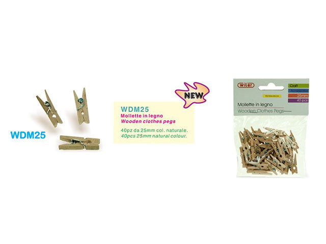 Mollette legno 25mm 40 pezzi wdm25
