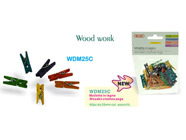 Mollette legno 40 pezzi 25mm wdm25c