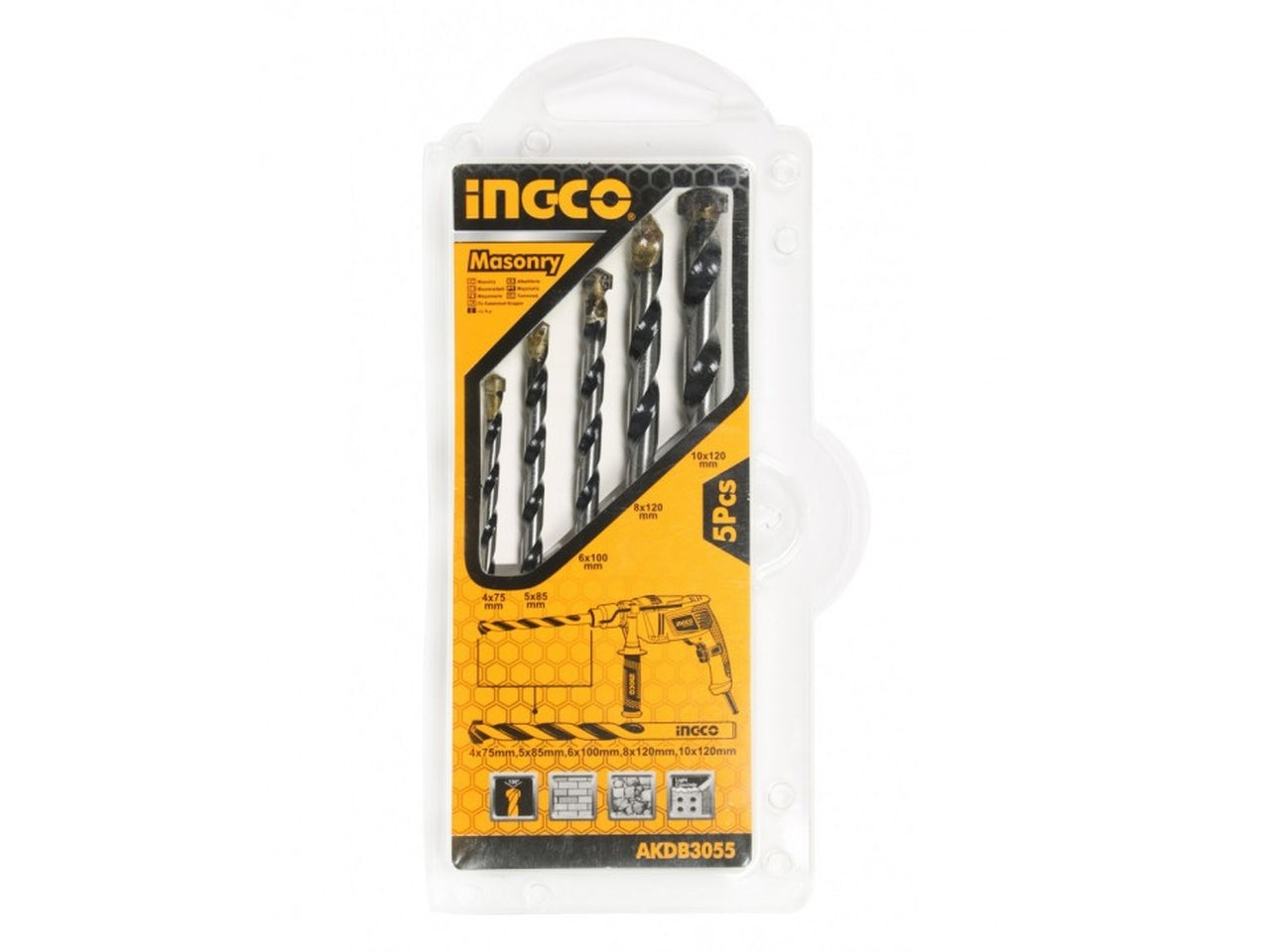 Set di 5 punte per trapano Ingco per muratura: precisione in ogni lavoro
