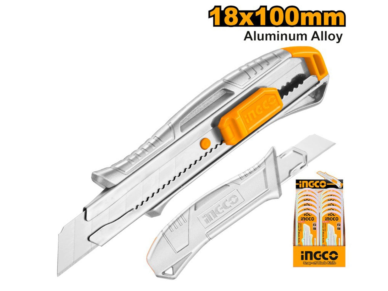 Taglierino Ingco in alluminio con blocco automatico lama 18x100mm: precisione e sicurezza
