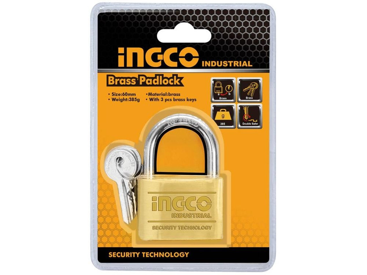 Lucchetto in ottone massiccio 50mm con chiave estraibile Ingco - Sicurezza elevata, resistente alle intemperie