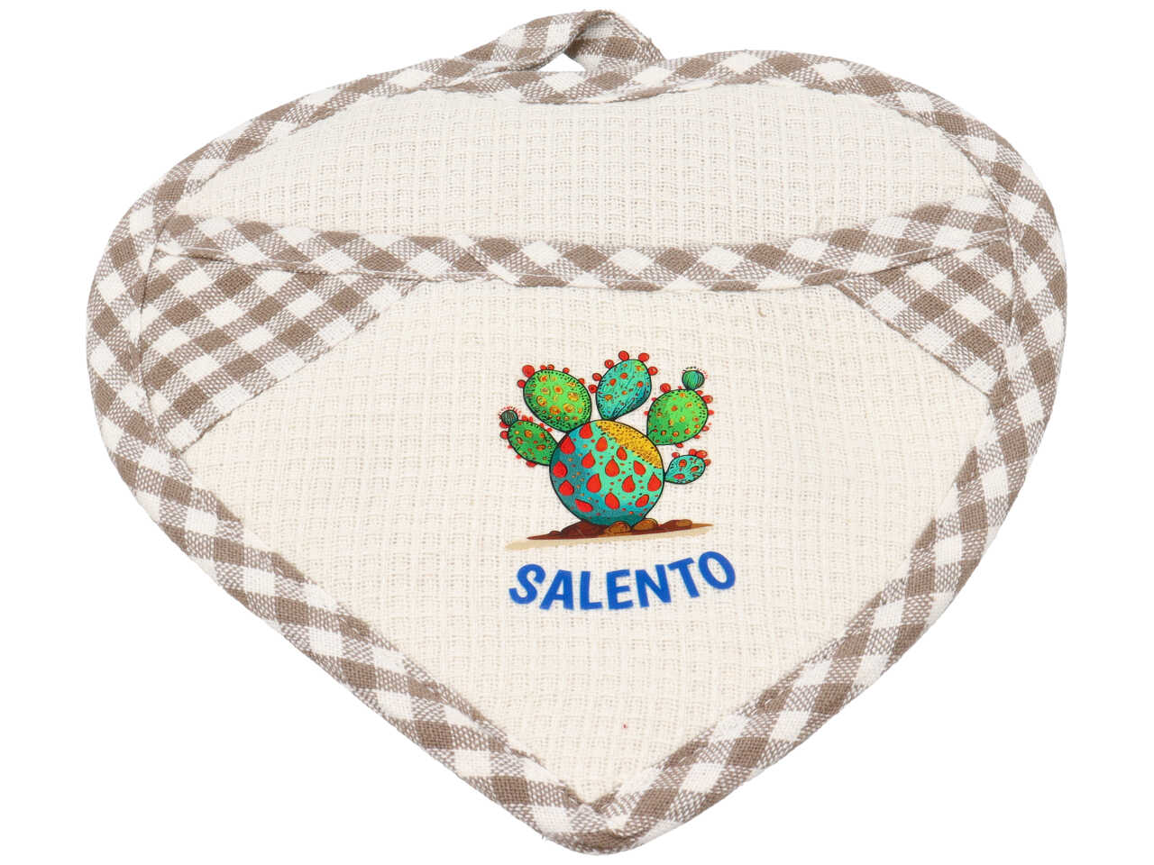 Presina cotone cuore tortora fico d'india salento mediterranea 19x19 cm - Zambiasi