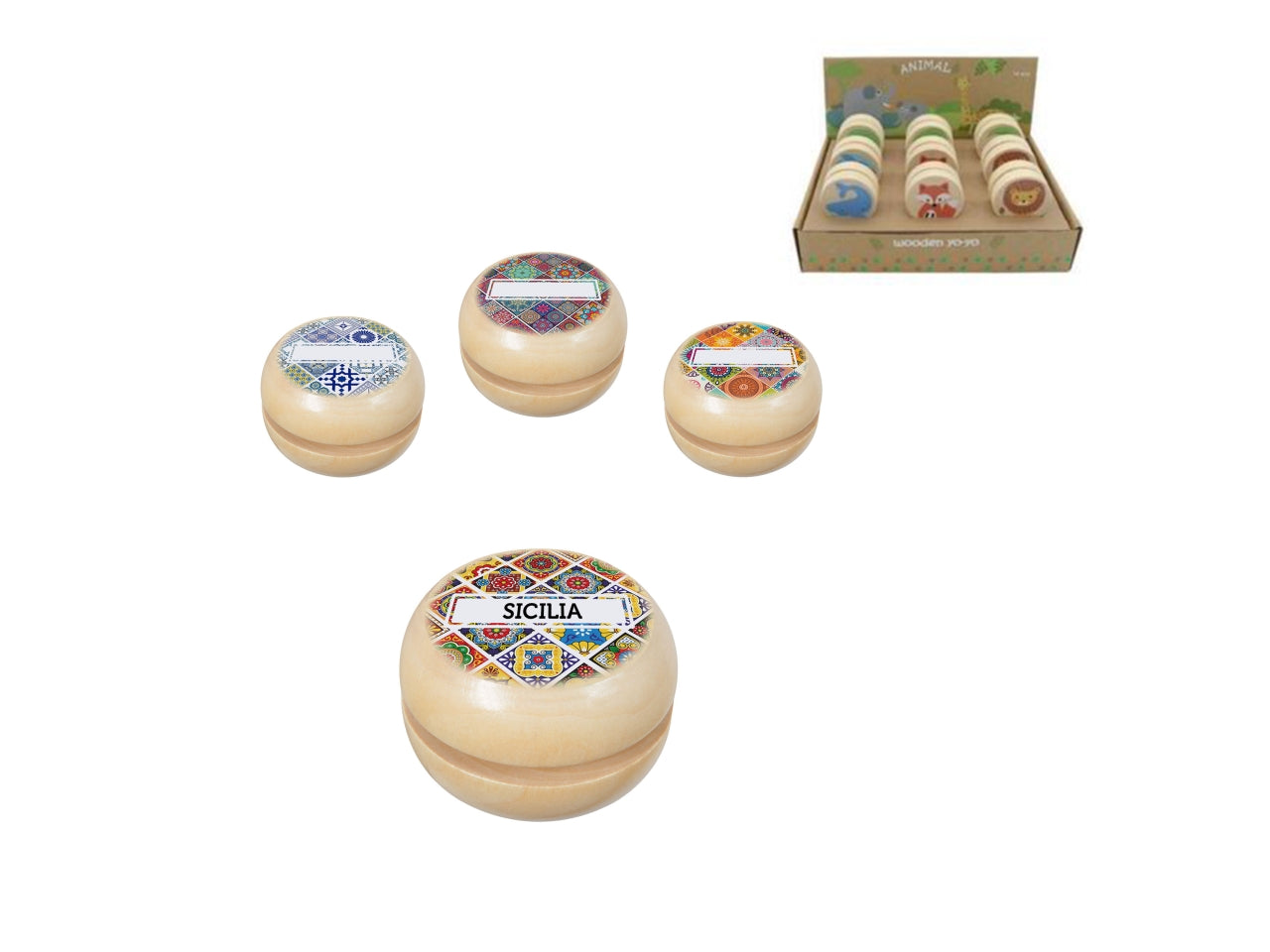 Yoyo in legno maiolica